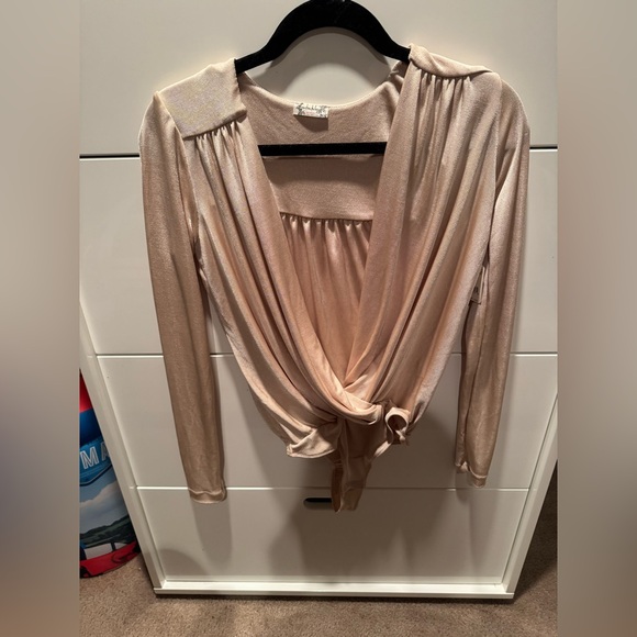 Free People Beige Long Sleeve Bodysuit - Picture 1 of 6